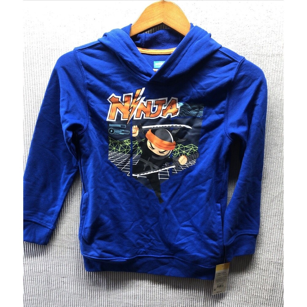 Garanimals Boys Hoodie Size 10 Blue Ninja Graphic Eye Mask Pullover NWT
